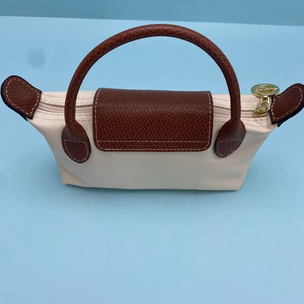Longchamp Mini Top-Handle Bag in Cream and Brown - Picture 3 of 5